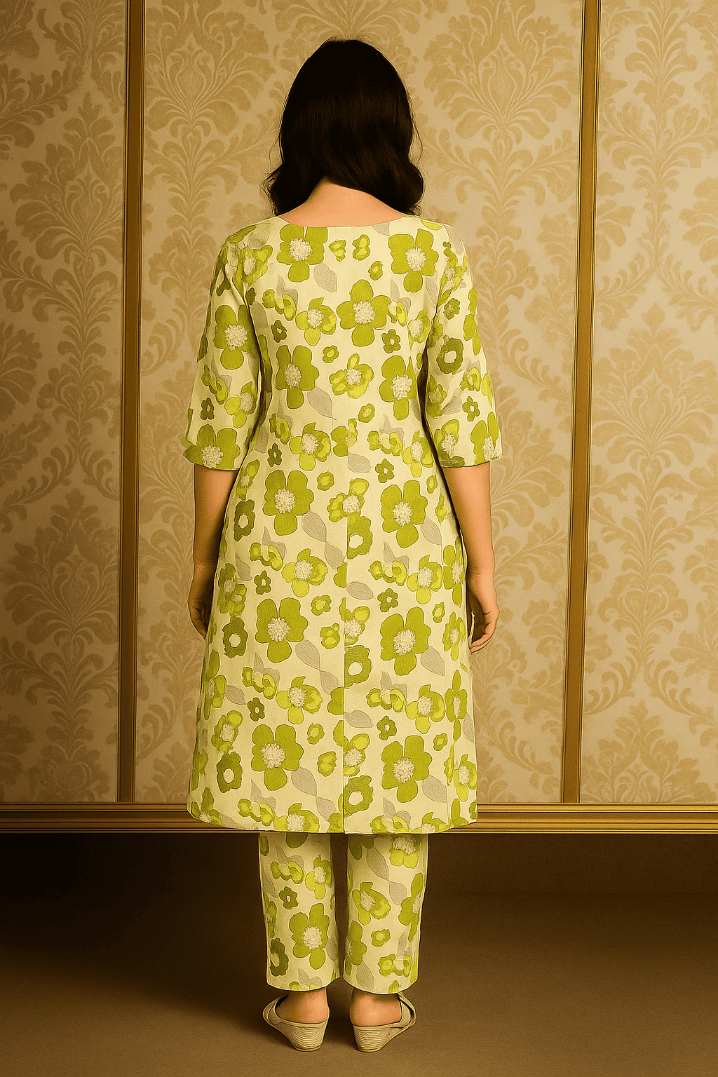 D.Gokuldas NX - GREEN & WHITE FLOWER CORD SET